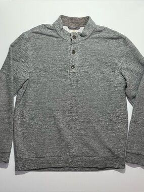 Marine Layer 1/4 Button Pullover Sweater, Men’s Large Heather Gray, Soft Texture